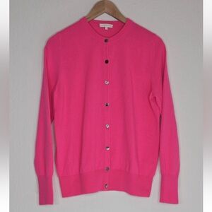 ANN MASHBURN 100% Cashmere Button Down Sweater Hot Pink Size S Womens